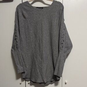 Flynn Skye Gray Sweatshirt with Unique Sleeve Design